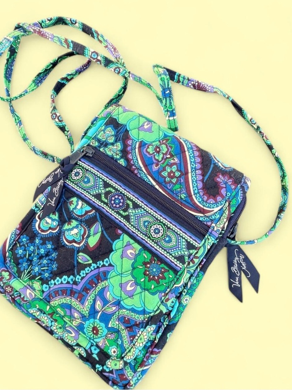 Vera Bradley  Blue Rhapsody Teal Purple Paisley Quilted Crossbody Bag